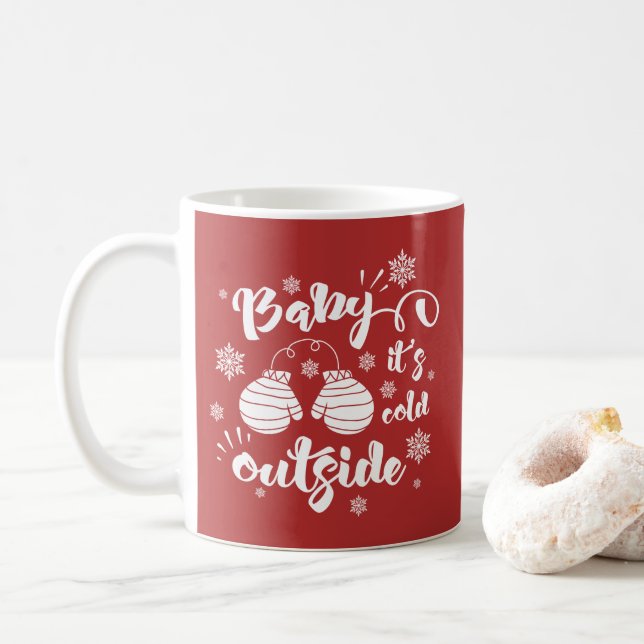 Mug Bébé il fait froid dehors mignon mitaines hiver (Avec donut)