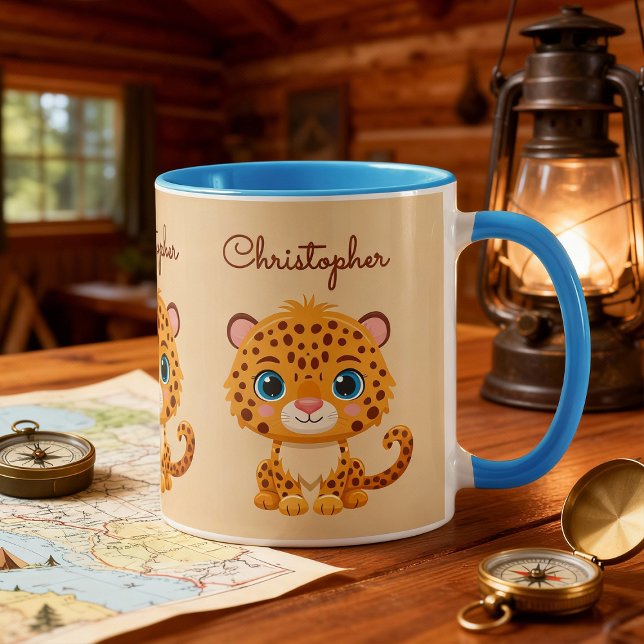 Mug Bébé léopard mignon animaux de safari pour enfants (Créateur téléchargé)