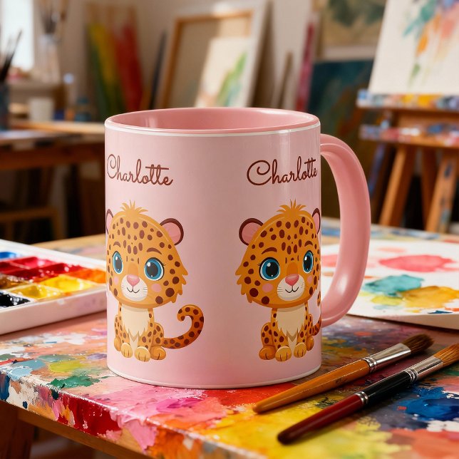 Mug Bébé léopard mignon animaux de safari pour enfants (Créateur téléchargé)