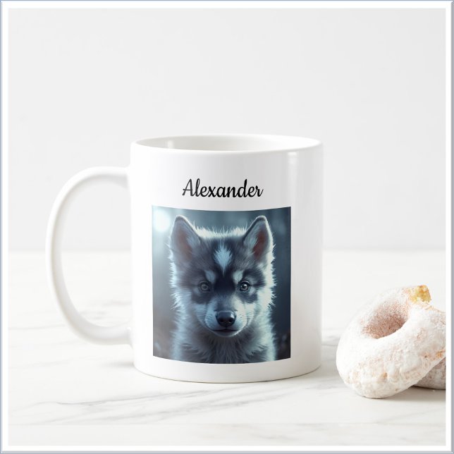 Mug Bébé loup adorable au clair de lune (Créateur téléchargé)