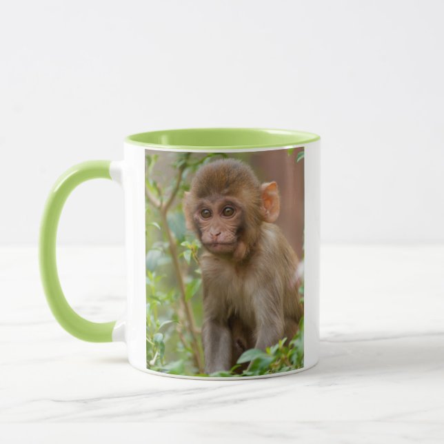 Mug Bébé Macaque Rhésus, Temple du Singe, Jaipur (Gauche)