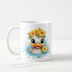 Mug Bébé mignon Canard Canards Fleurs d'animaux amusan