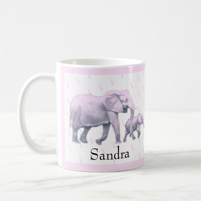 Mug Bébé mignon fille rose bleu Eléphants Baby shower (Gauche)