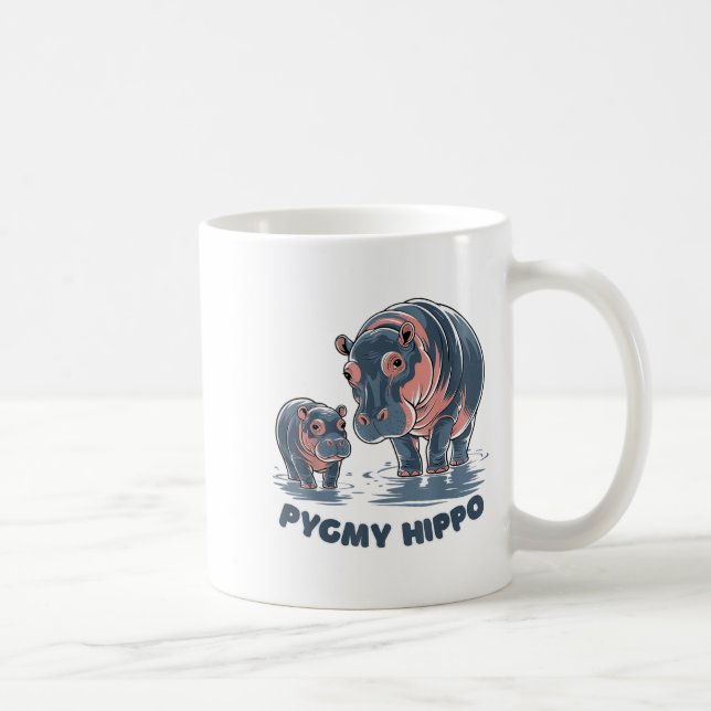 Mug Bébé Mignon Hippopotame Pygmée Moo Deng Zoo Drôle  (Droite)