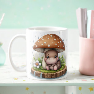 Mug Bébé mignon Hippopotamus Sous Parapluie De Champig
