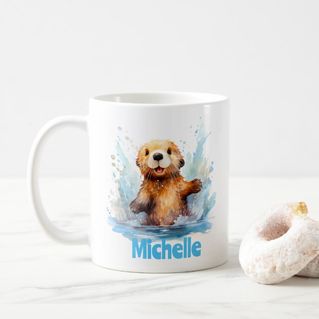Mug Bébé mignon loupe de mer dans des éclaboussures d' (Avec donut)