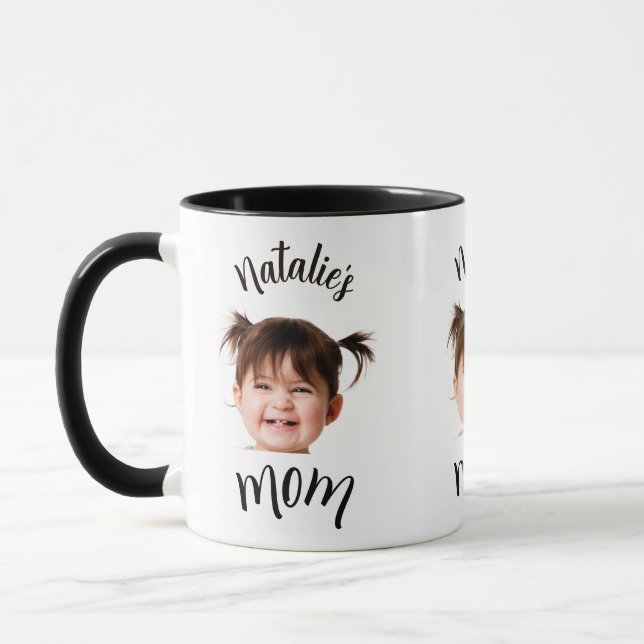 Mug  Bébé Mignon Photo de Visage Enfant Nom Maman  (Gauche)