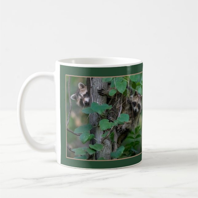 Mug Bébé mignon Raccoons /Bordure (Gauche)