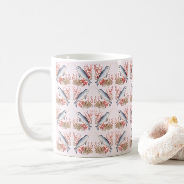 Mug Bébé narval mignon coquillages océan  (Avec donut)