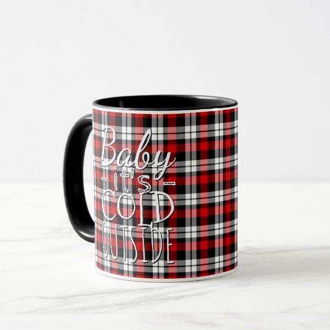 Mug Bébé noir rouge Son Motif froid à l'extérieur Plai (Devant gauche)