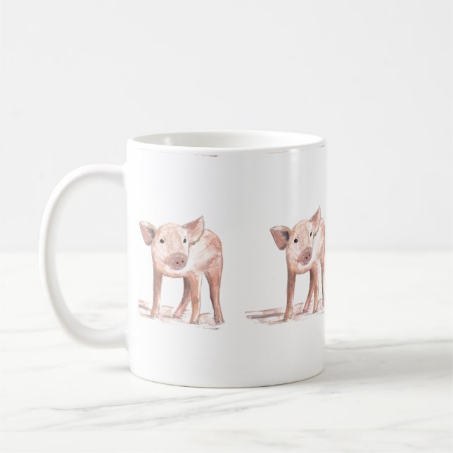 Mug Bébé porcelet cochon art Animal Aquarelle ferme (Gauche)