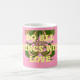 Mug Bébé rose beau vert et blanc Kaléidoscope