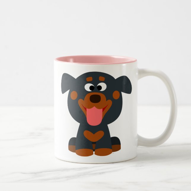 Mug Bébé Rottweiler Cartoon Mignon (Droit)