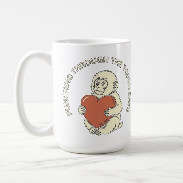 Mug Bébé singe résilient et poing traversant le cœur  (Gauche)