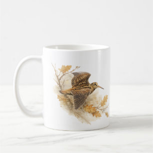 Mug Bécasse en Vol, Art de la Nature en Forêt Automnal