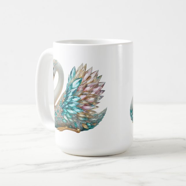Mug Bedazzled Diamond Swan Gold Crystal Bling (Devant gauche)