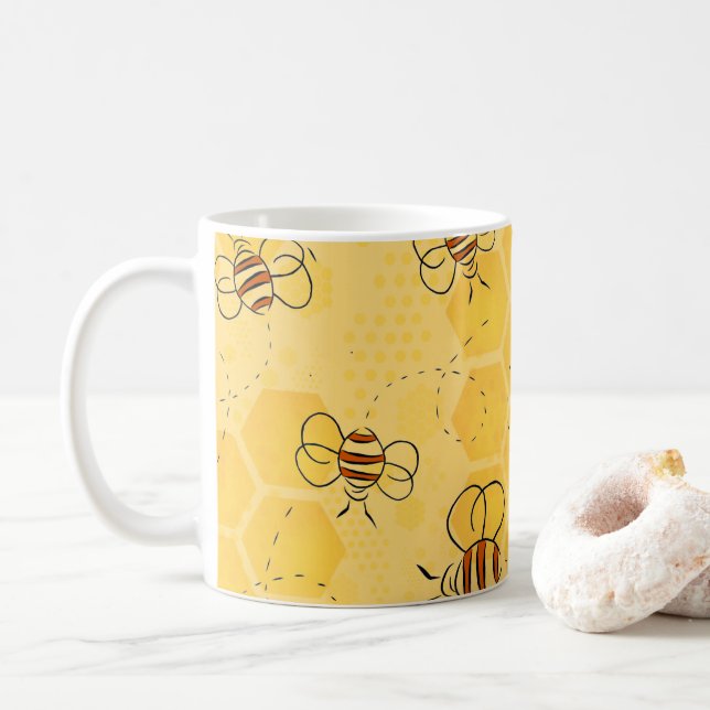 Mug Bee Buzzing Honey Bees mignonne (Avec donut)