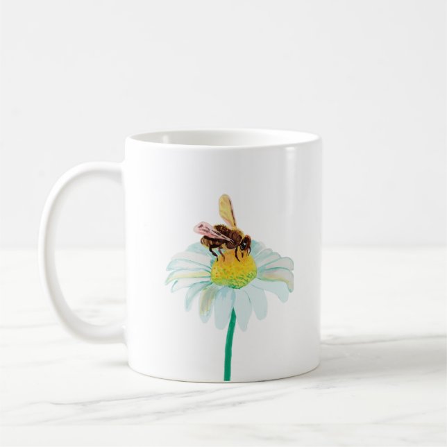 Mug Bee de miel sur une fleur blanche (Gauche)