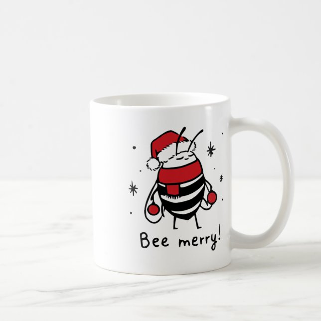 Mug Bee Merry Funny Cadeau de Noël (Droite)