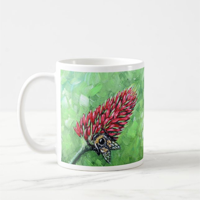 Mug Bee on Crimson Clover Painting (Gauche)
