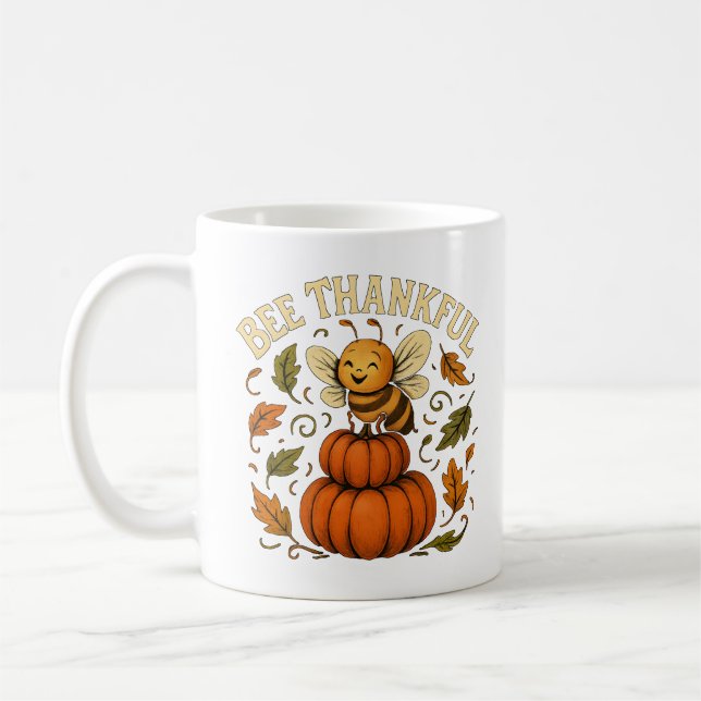 Mug Bee Thankful Art Citrouille d'automne (Gauche)