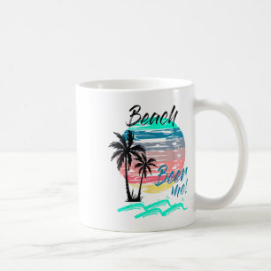 Mug Beer Me Drôle Boire Plage Retro Coucher de soleil