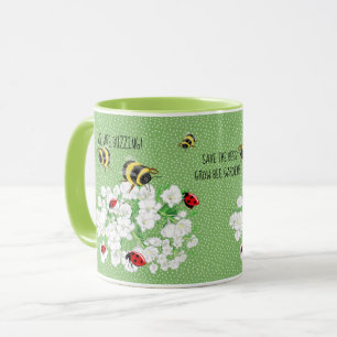 Mug BEES et LadyBugs - Art de LeahG Sauvez les abeille