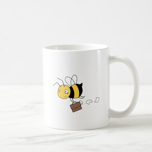 Mug Beezness Bee, Fatigué Stress Bee Holding Porte-doc (Droite)