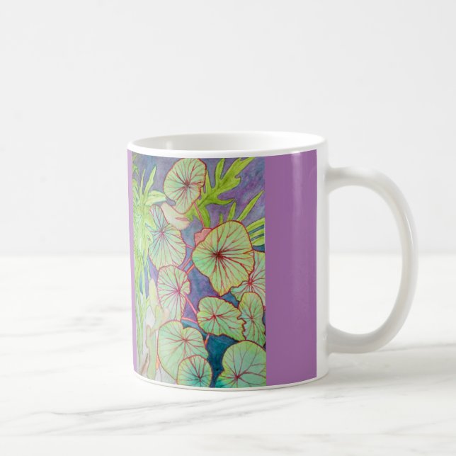 Mug Bégonia et philodendron d'aquarelle (Droite)
