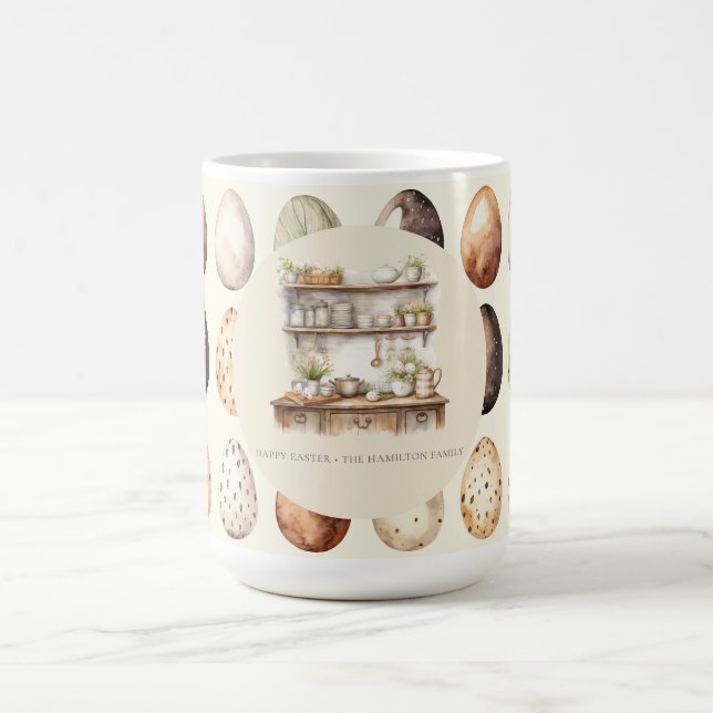 Mug Beige Easter Vintage Kitchen Family Name (Centre)