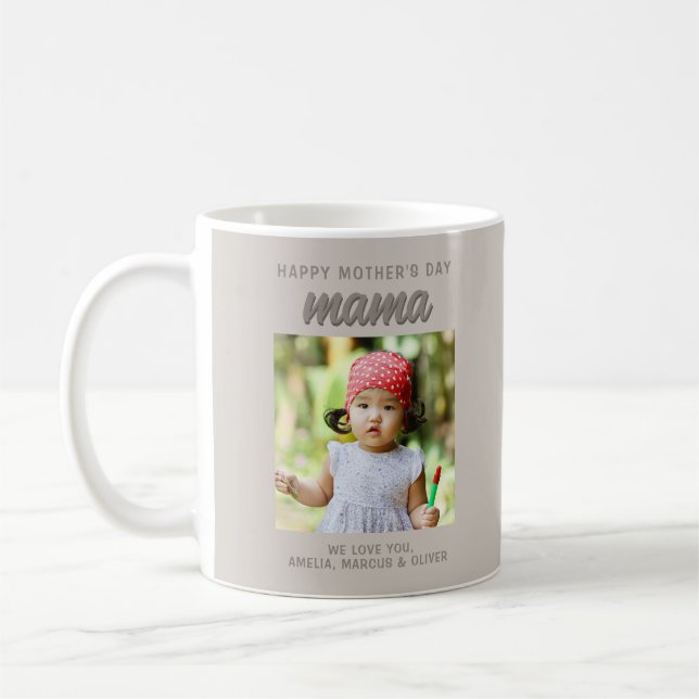 Mug Beige moderne maman Enfants Photo Fête des mères (Gauche)