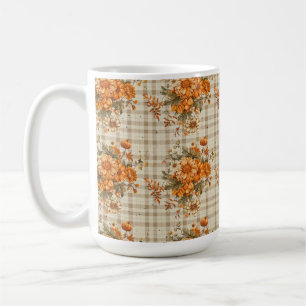 MUG BEIGE PLANGÉ AVEC ORANGE & FLOWERS JAUNES