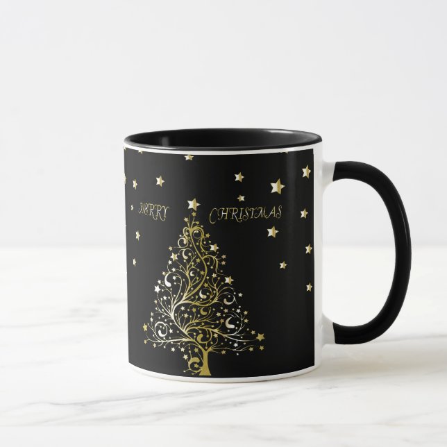 Mug Bel arbre de Noël métallique étoilé d'or (Droite)