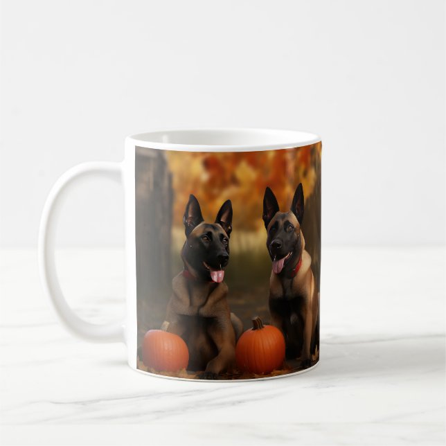 Mug Belge Malinoi Puppy Automne Citrouille de plaisir (Gauche)
