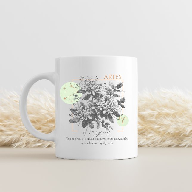 Mug Bélier Astrologie Florale Chèvrefeuille Anniversai (ARIES FLOWER BIRTH MONTH)
