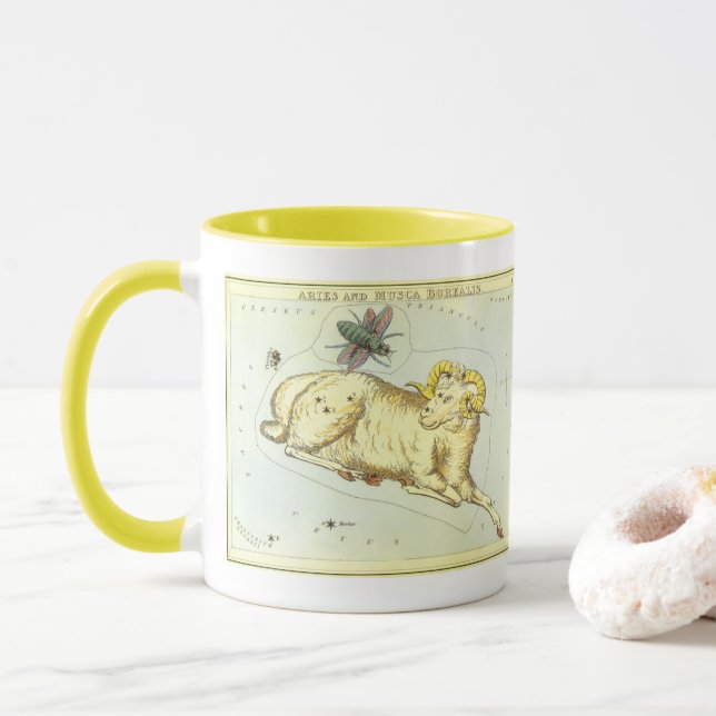 Mug Bélier, Constellation Vintage, Miroir d'Urania (Avec donut)
