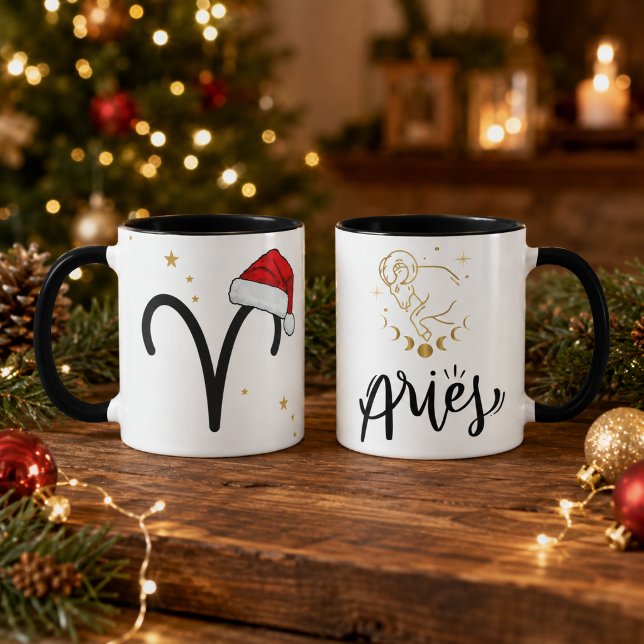 Mug Bélier de Noël Chapeau de Père Noël (Créateur téléchargé)