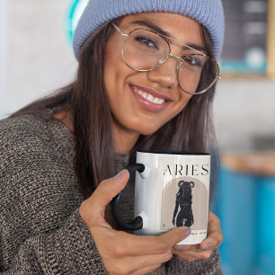 Mug Bélier Féminin Brun Noir Zodiaque 15 oz