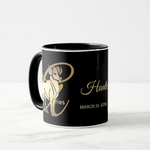Mug Bélier ♈ Zodiac Signal d'anniversaire / Noir et or