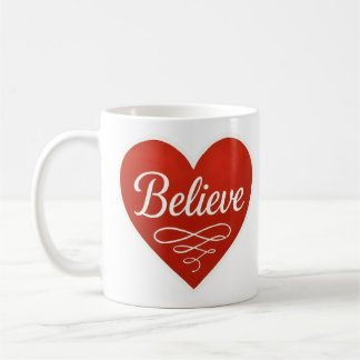 Mug Believe red and white heart