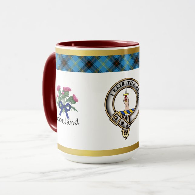 Mug Bell Clan Badge Tartan & Motto (Devant gauche)