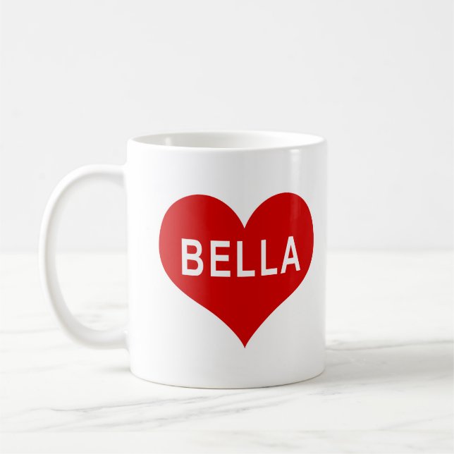 Mug BELLA NAME Cœur d'amour rouge (Gauche)