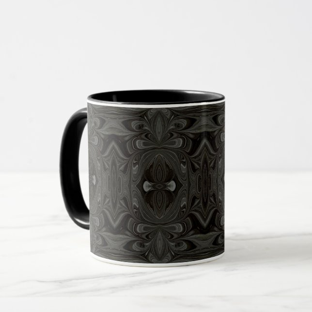 Mug Belladonna Noir Abstrait Acrylique Fluid Art (Devant gauche)