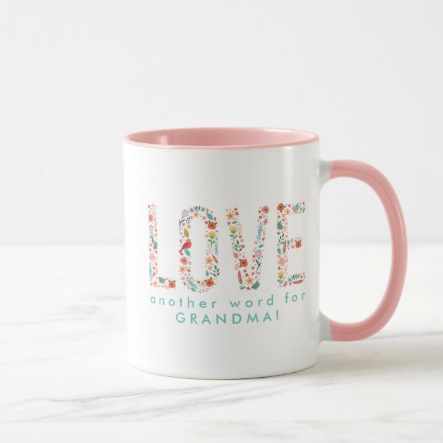 Mug Belle Amour Floral Un autre mot pour grand-mère (Droite)