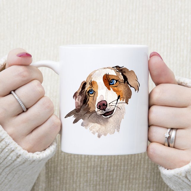 Mug Belle aquarelle Bleu Eyed Australien Shepherd (Créateur téléchargé)