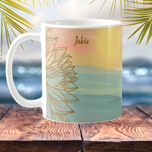 Mug Belle aquarelle coucher de soleil sur les eaux fle (Créateur téléchargé)