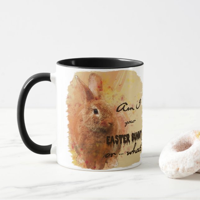 Mug Belle Aquarelle de lapin de Pâques (Avec donut)