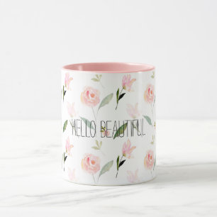 Mug Belle Aquarelle Florale Rose