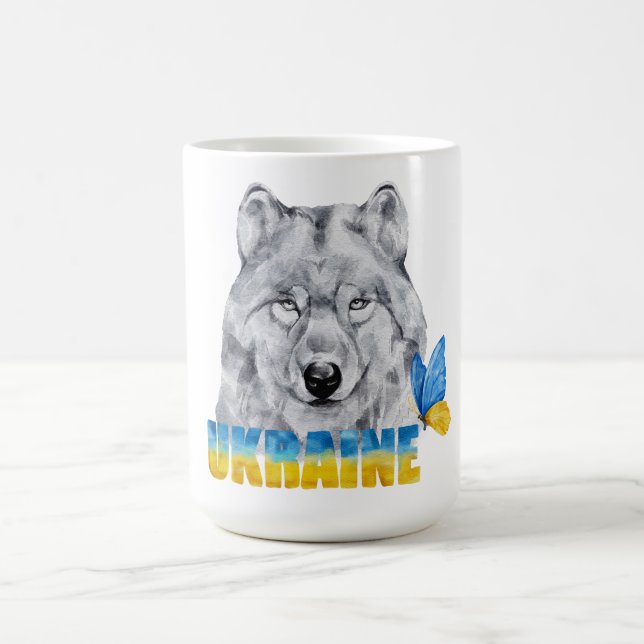 Mug Belle aquarelle loup et papillon d'Ukraine  (Centre)