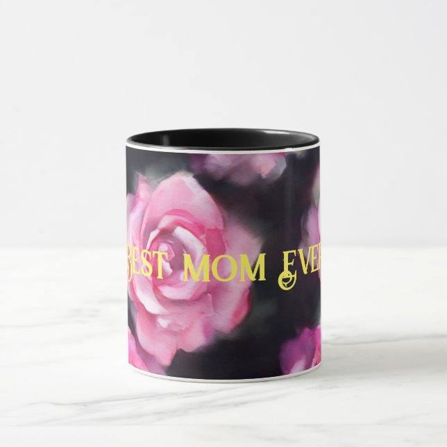Mug Belle Aquarelle Moderne Collection Roses Rose (Centre)